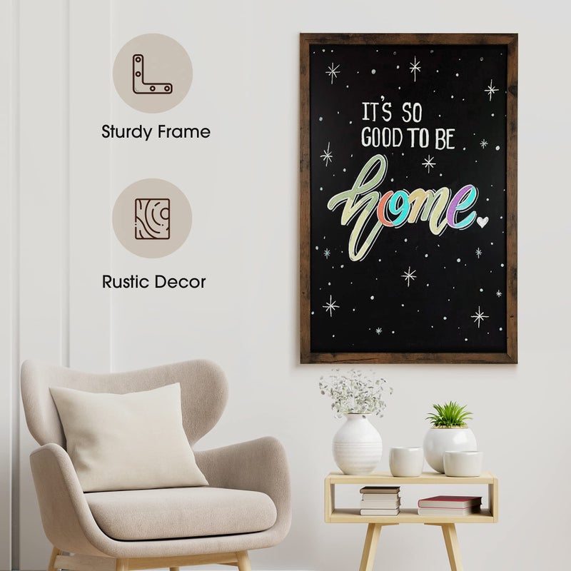 Loddie Doddie Magnetic Chalkboard & Magnet Board - 24 x 36in Rustic Wood Frame - Stain-Resistant Chalkboard Signs - Magnetic Photo & Note Display Board - Easy-Hang Wall Decor & Chalk Calendar - Image 4